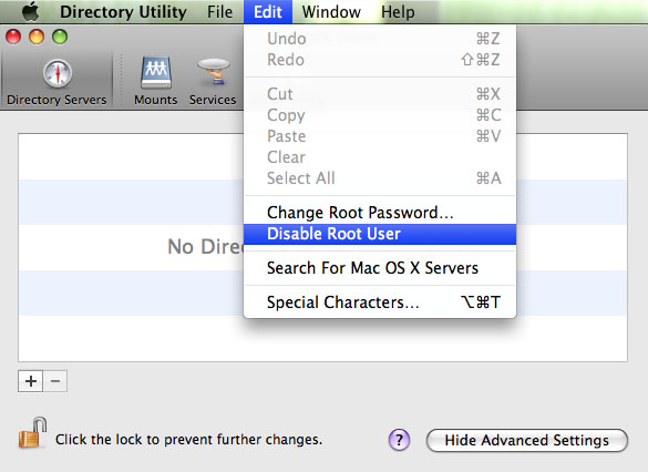changing root password mountion lion
